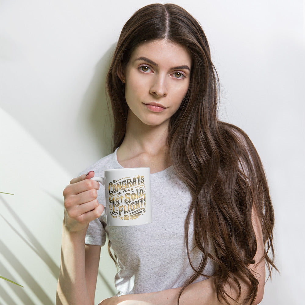 Congrats on your 1st Solo Flight! (gold) mug