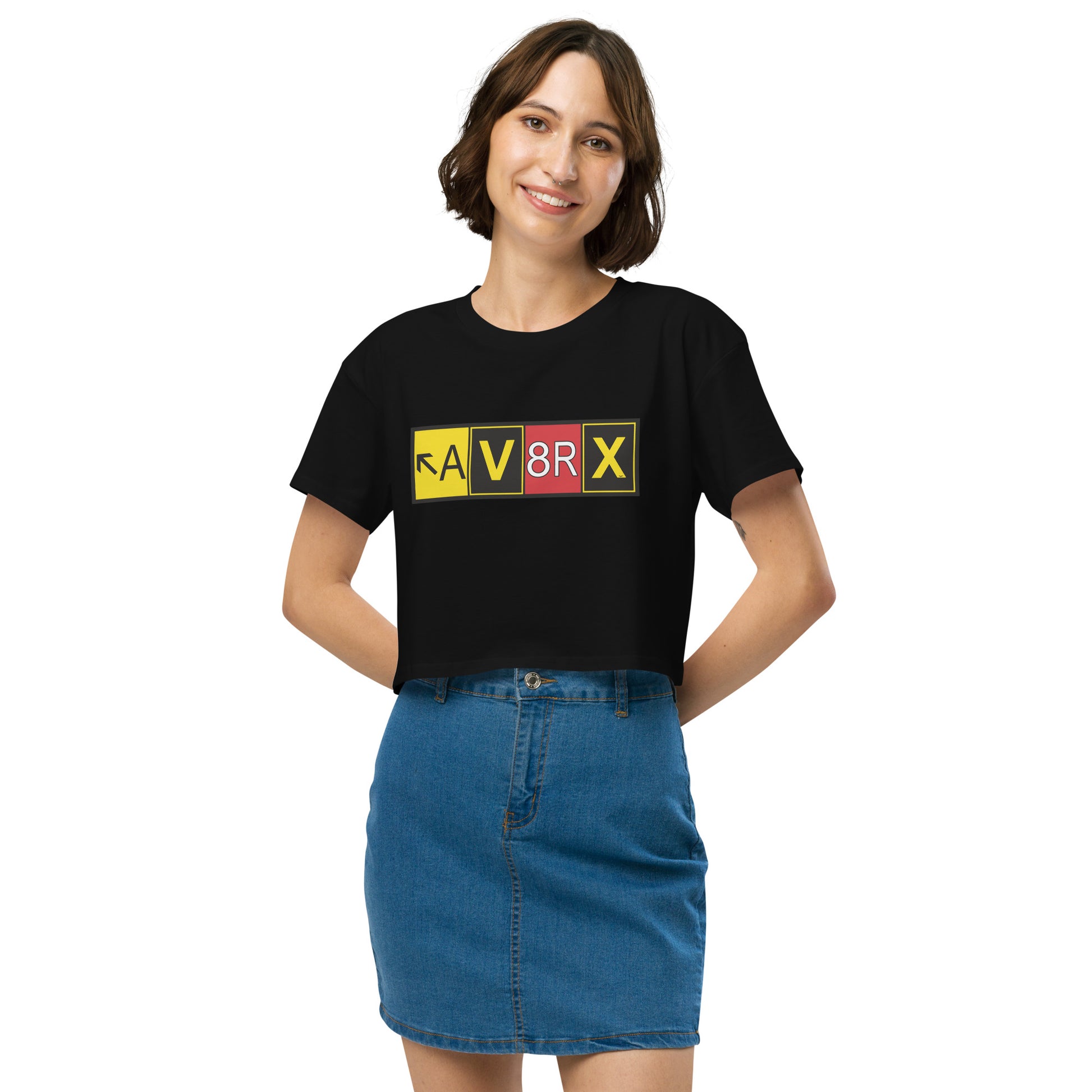 Aviatrix women’s crop shirt (b&w)