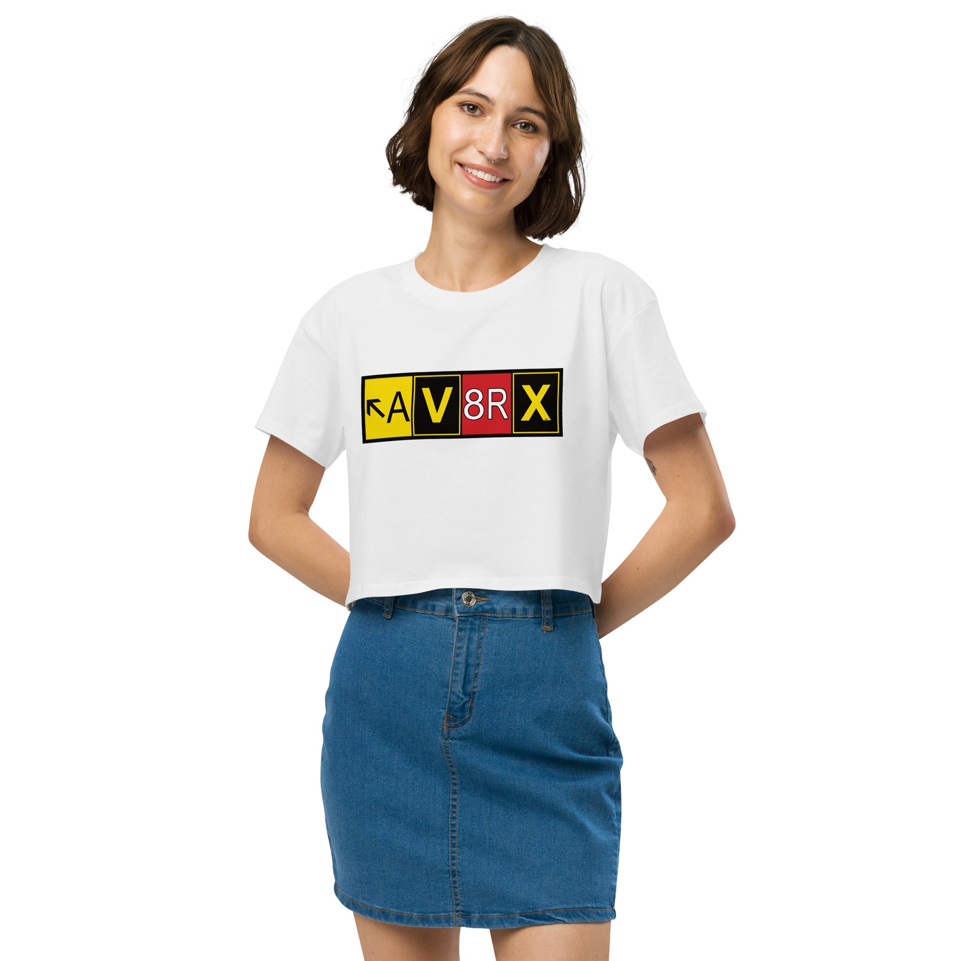 Aviatrix women’s crop shirt (b&w)