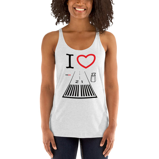 Santa Monica Airport Runway 21 Women's Racerback Tank (white)