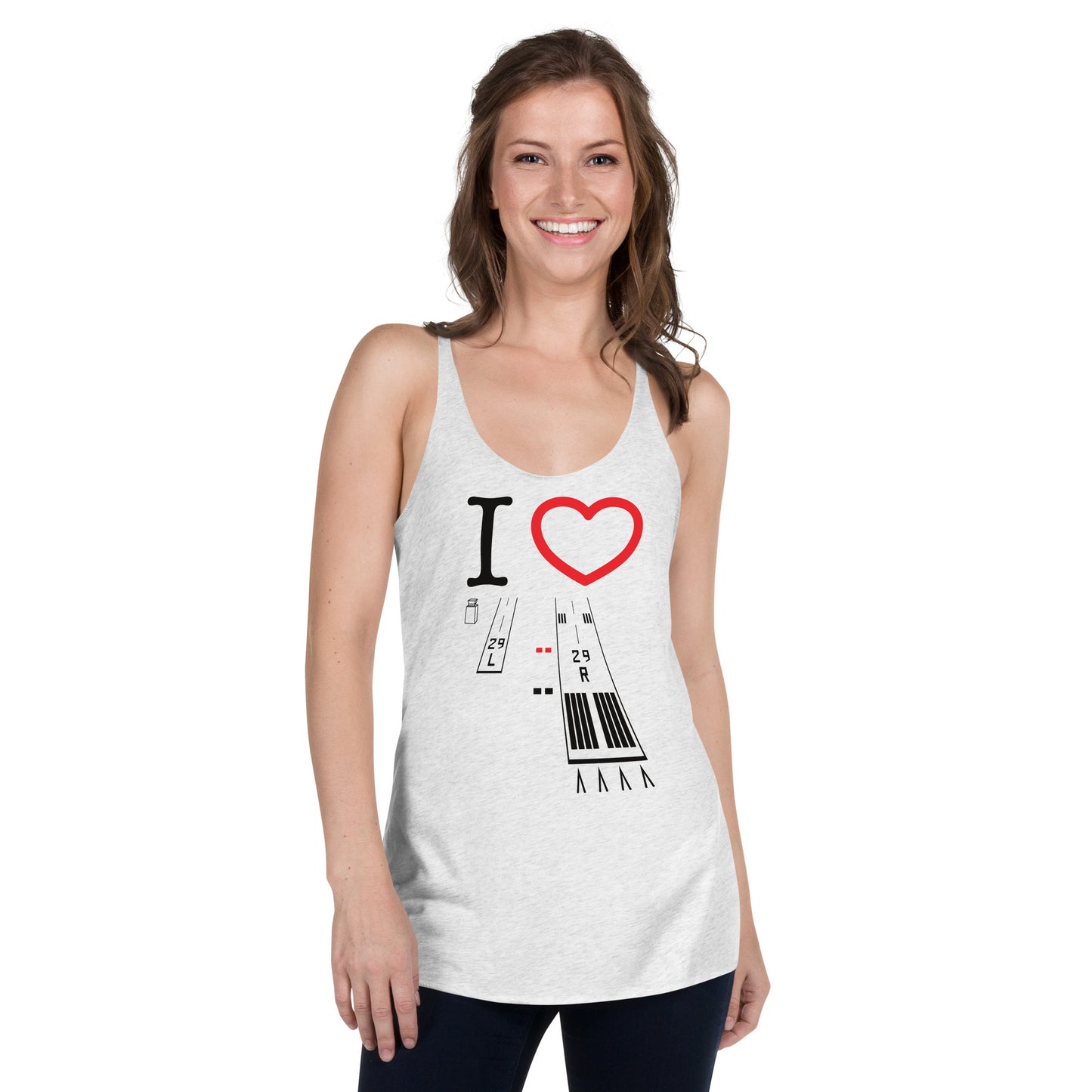 Torrance Airport Runways 29L - 29R Women's Racerback Tank (white)