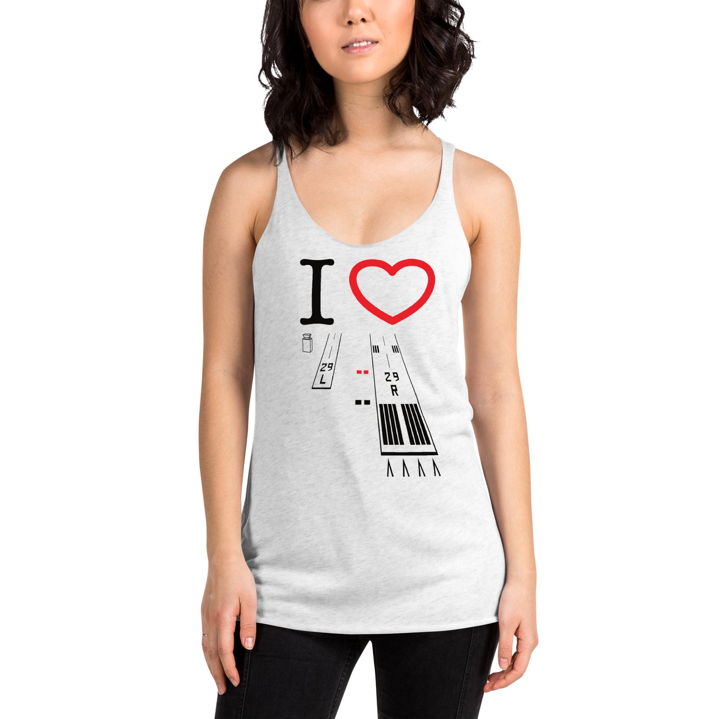 Torrance Airport Runways 29L - 29R Women's Racerback Tank (white)
