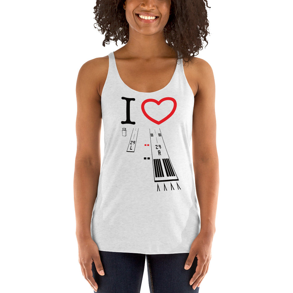 Torrance Airport Runways 29L - 29R Women's Racerback Tank (white)