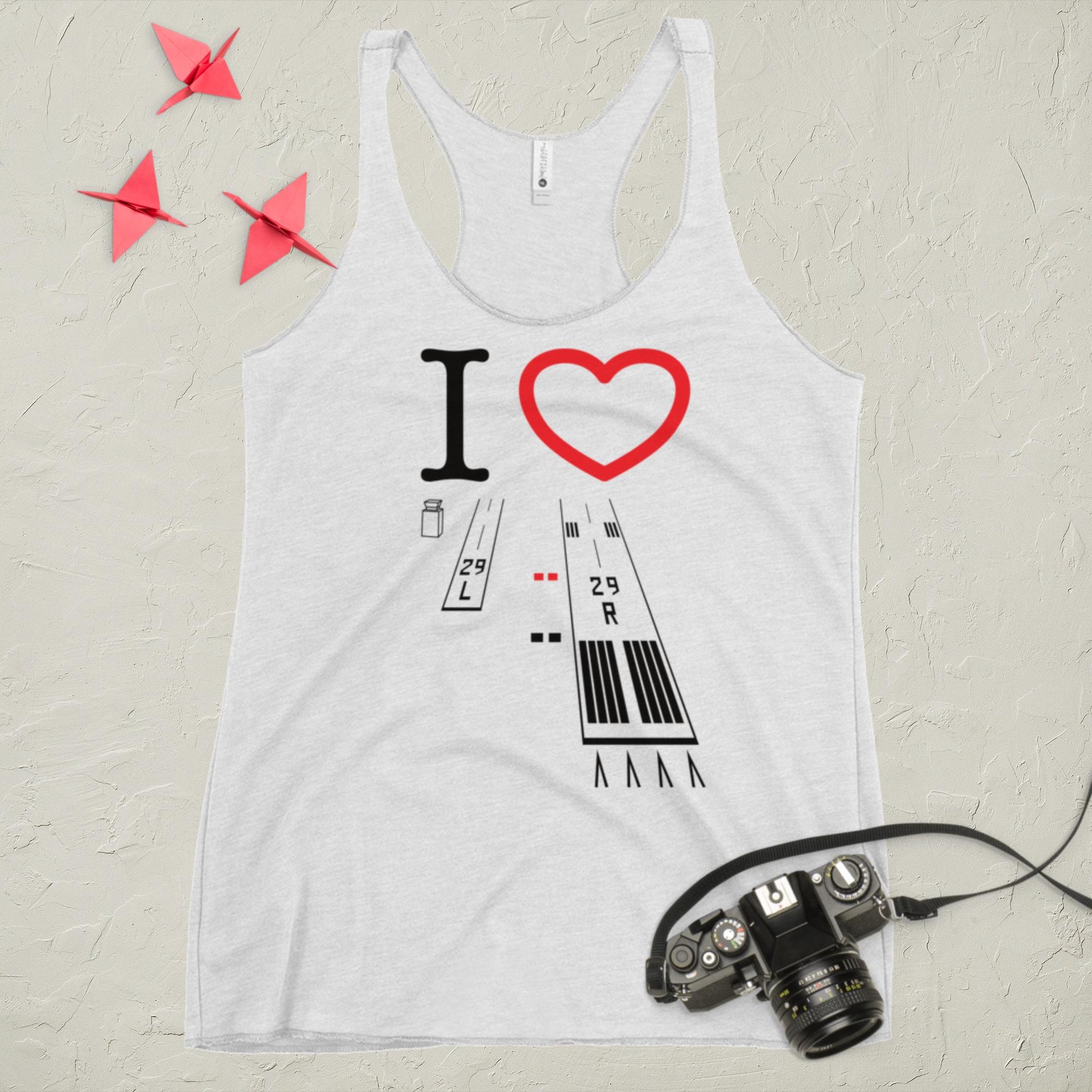 Torrance Airport Runways 29L - 29R Women's Racerback Tank (white)