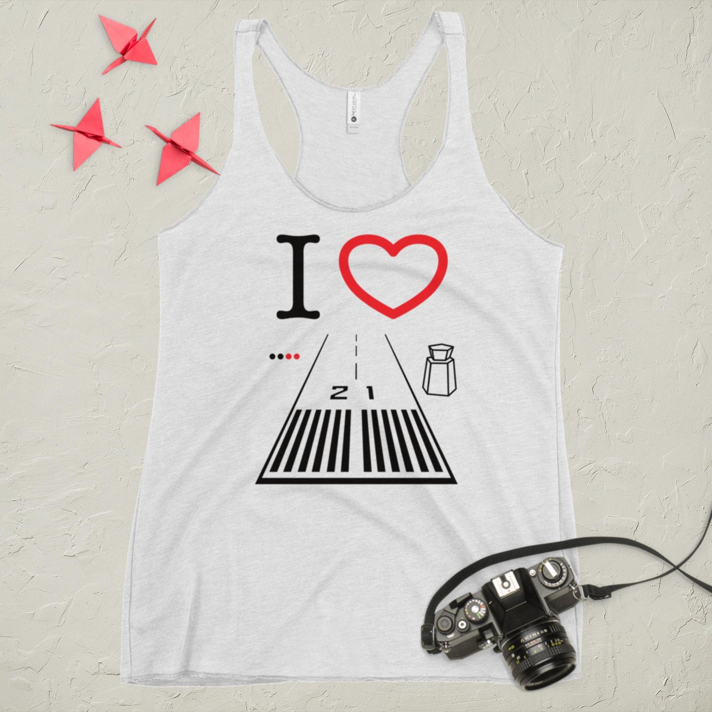 Santa Monica Airport Runway 21 Women's Racerback Tank (white)