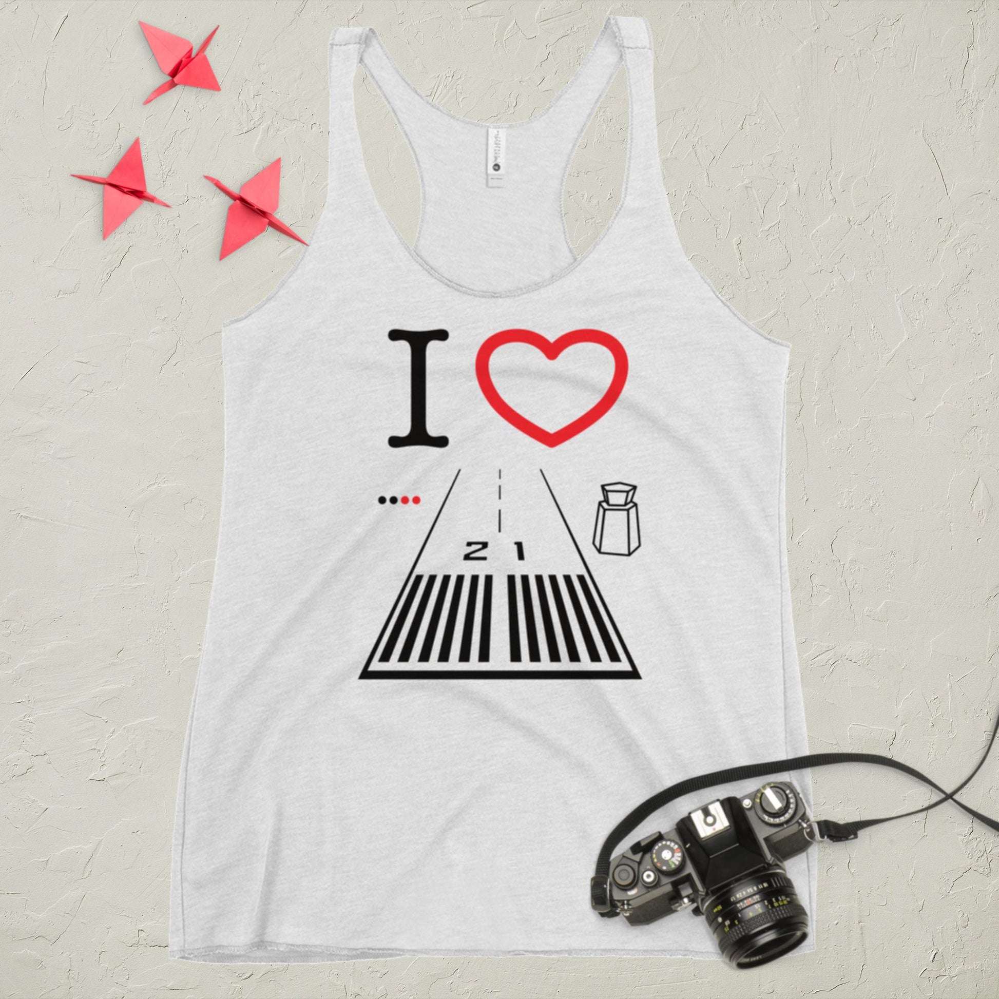 Santa Monica Airport Runway 21 Women's Racerback Tank (white)