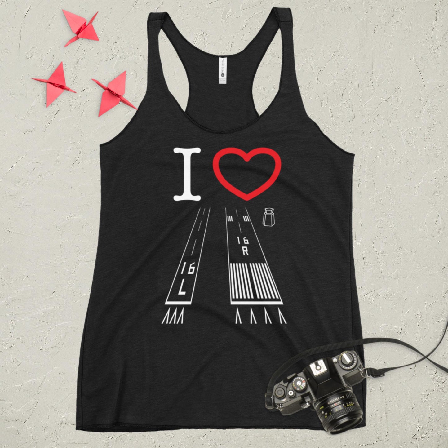 Van Nuys Airport Runways 16L - 16R Women's Racerback Tank