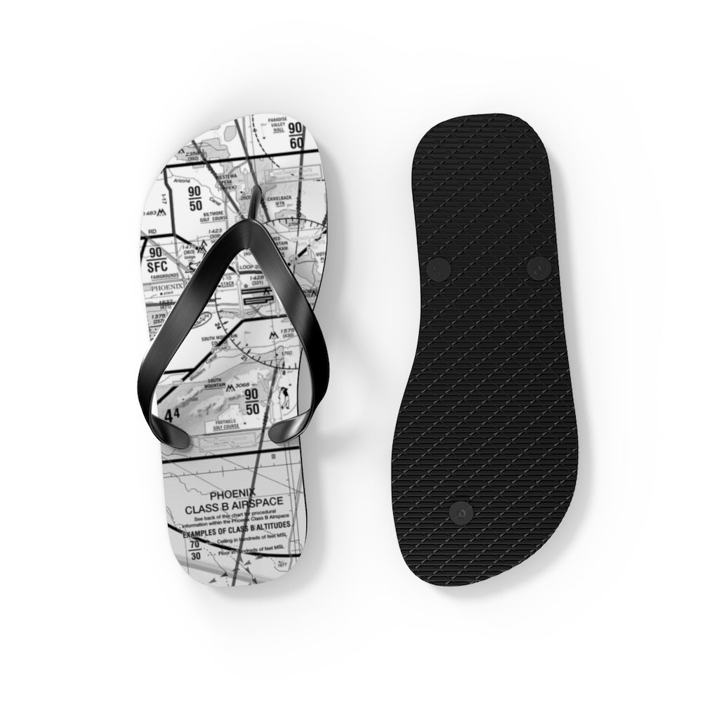 Aeronautical Chart Flip-Flops (PHX/b&w)
