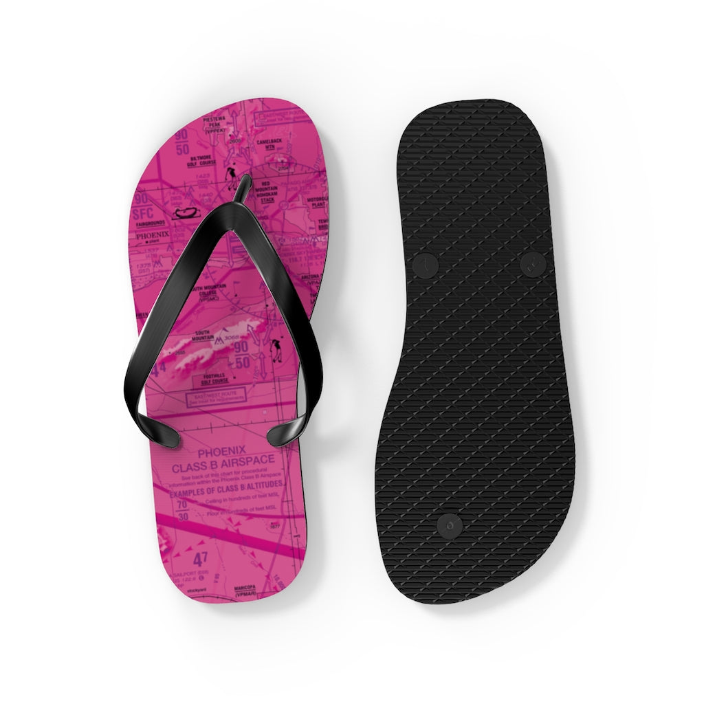Aeronautical Chart Flip-Flops (PHX/pink)