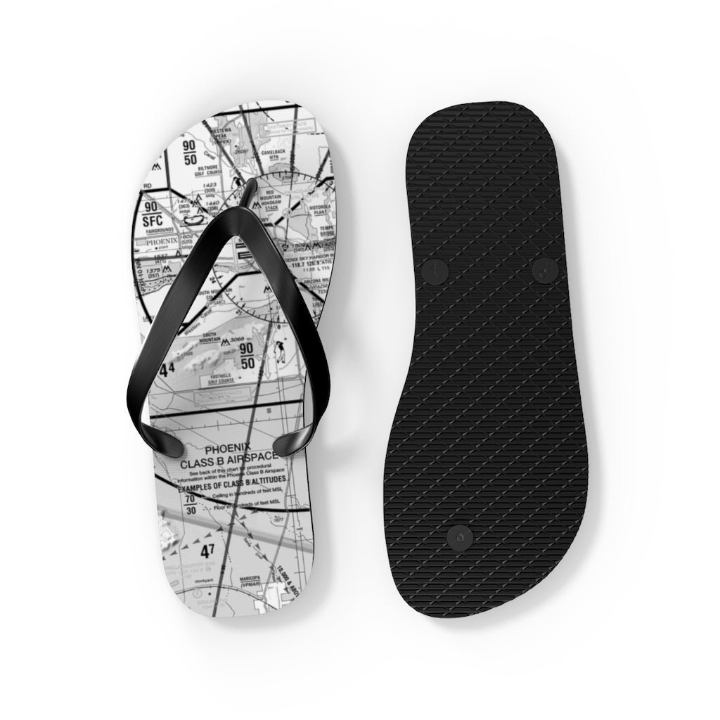 Aeronautical Chart Flip-Flops (PHX/b&w)
