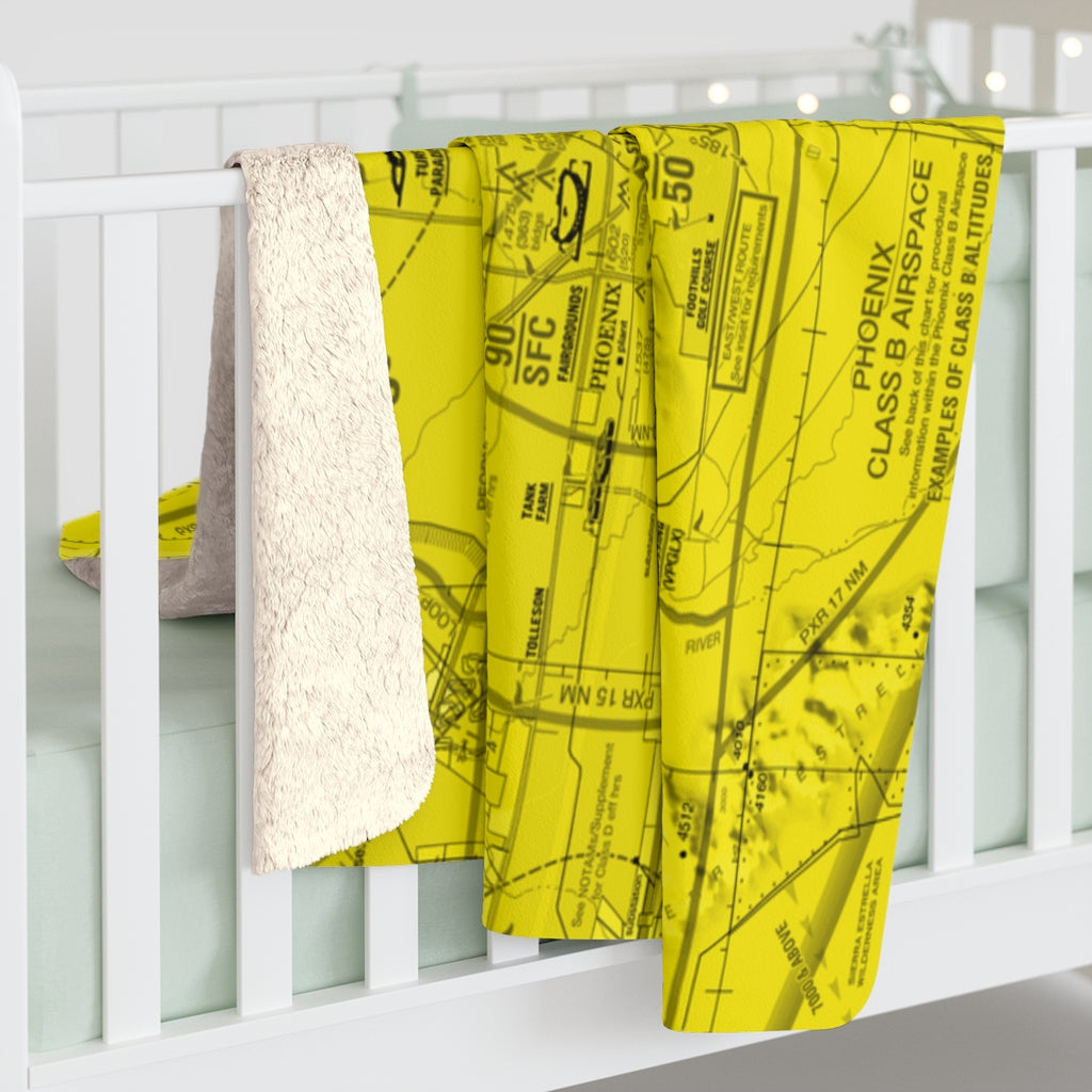 Phoenix TAC Chart sherpa fleece blanket (yellow)