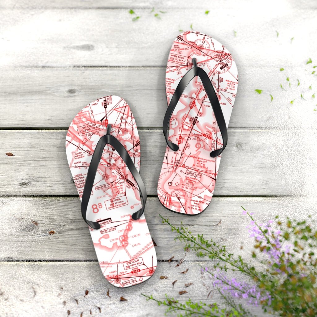 Aeronautical Chart Flip-Flops (red&white)