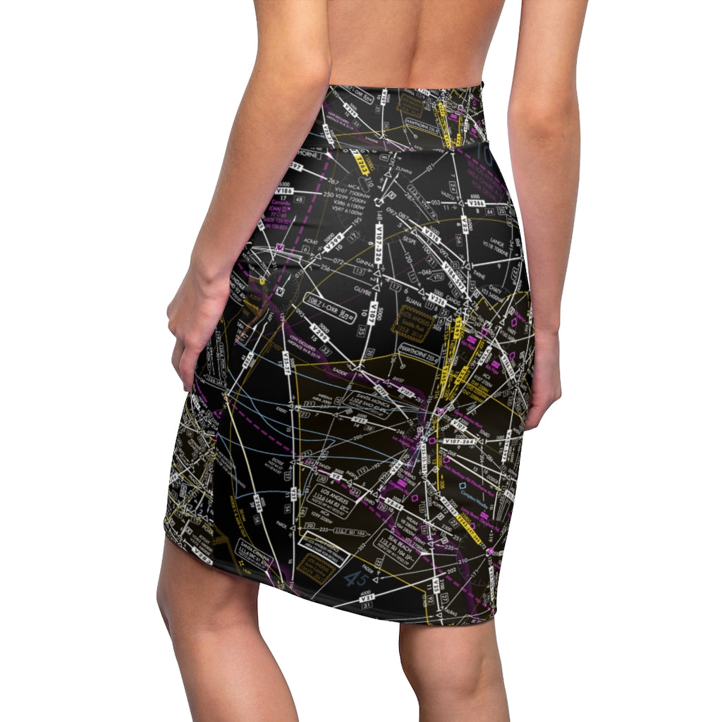 Enroute Low Altitude Chart - women's pencil skirt (invert)