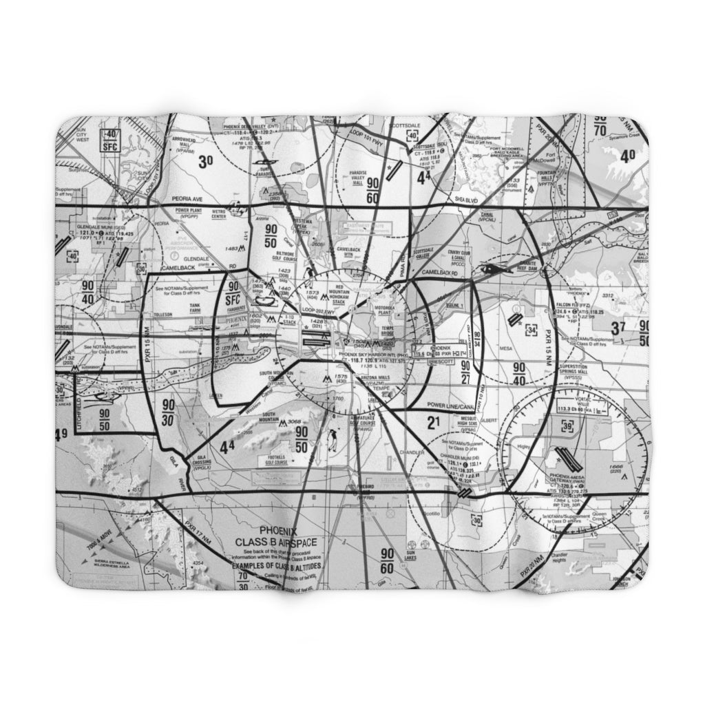 Phoenix TAC Chart sherpa fleece blanket (b&w)