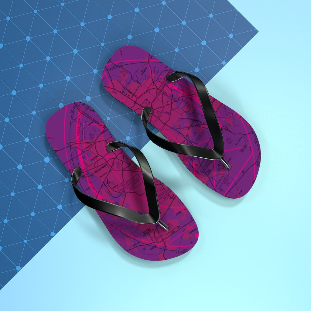 Aeronautical Chart Flip-Flops (DFW/purple)