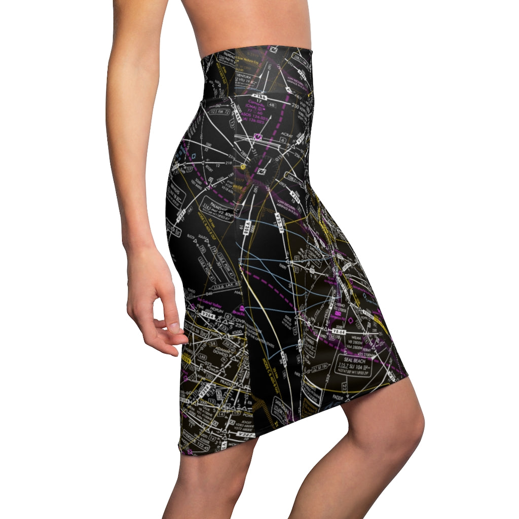 Enroute Low Altitude Chart - women's pencil skirt (invert)