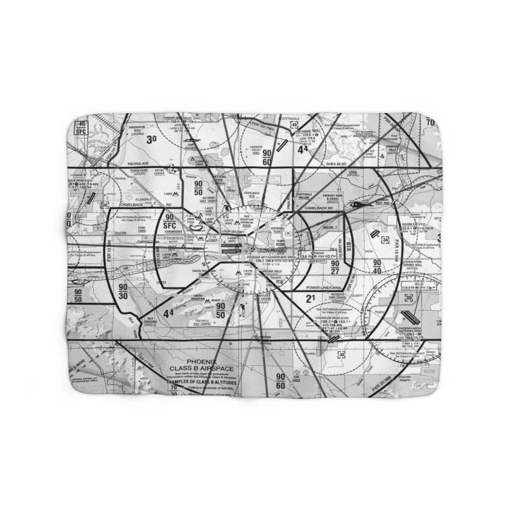 Phoenix TAC Chart sherpa fleece blanket (b&w)