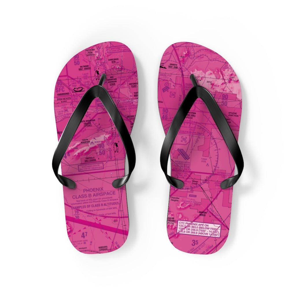 Aeronautical Chart Flip-Flops (PHX/pink)