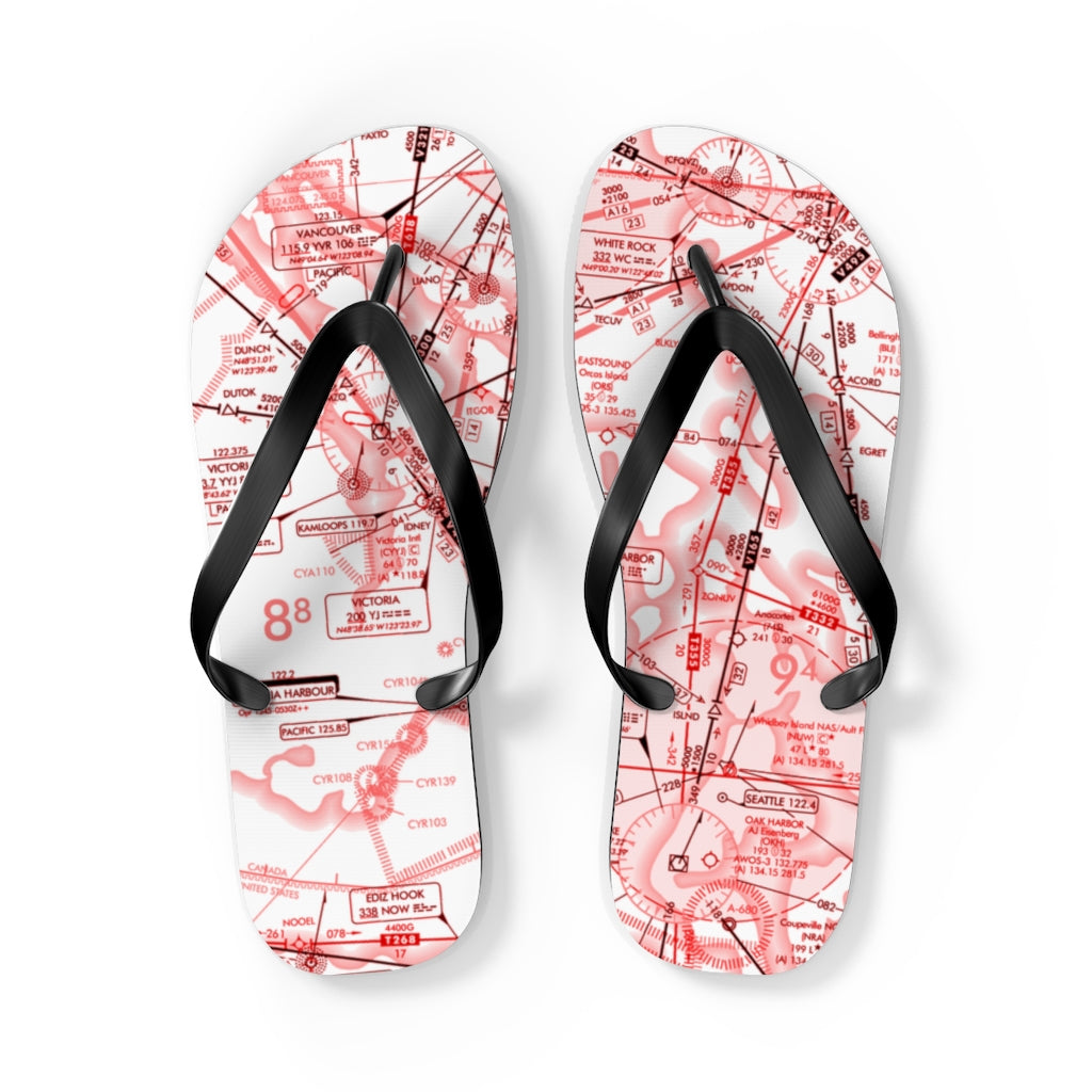Aeronautical Chart Flip-Flops (red&white)