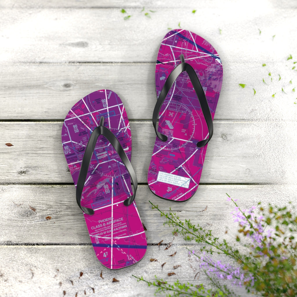 Aeronautical Chart Flip-Flops (PHX/purple)