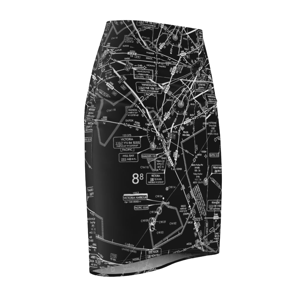 Enroute Low Altitude Chart - women's pencil skirt (black)