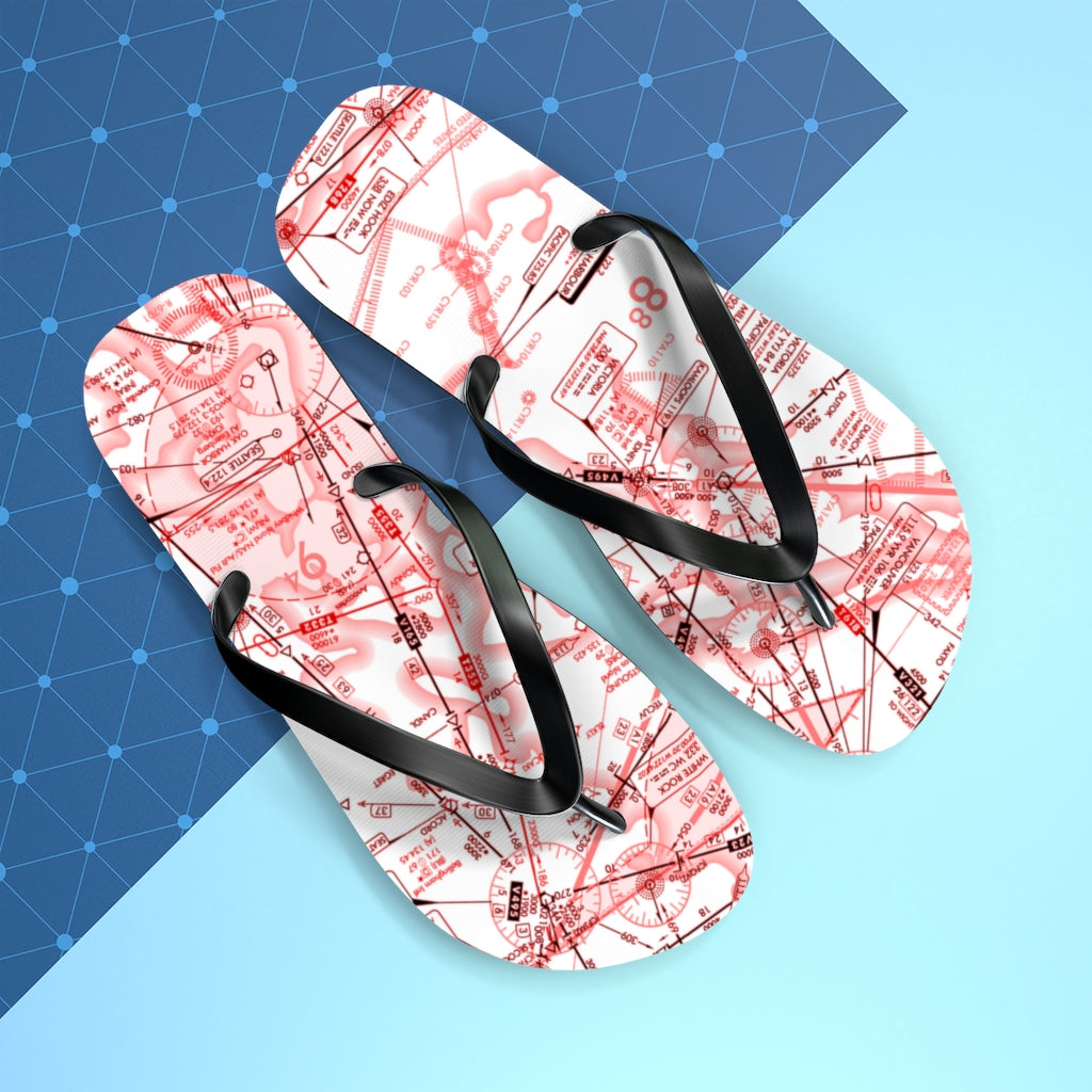 Aeronautical Chart Flip-Flops (red&white)