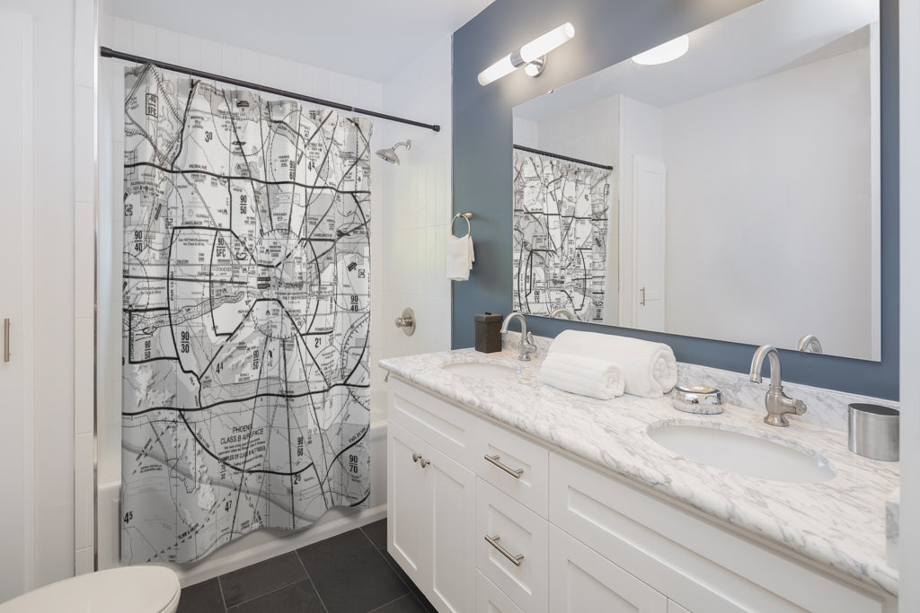Aeronautical Chart shower curtain (KPHX/b&w)