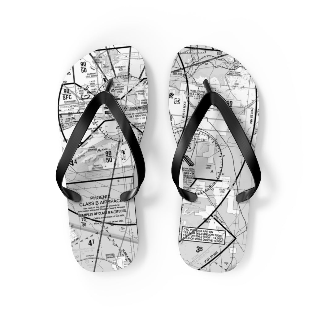 Aeronautical Chart Flip-Flops (PHX/b&w)