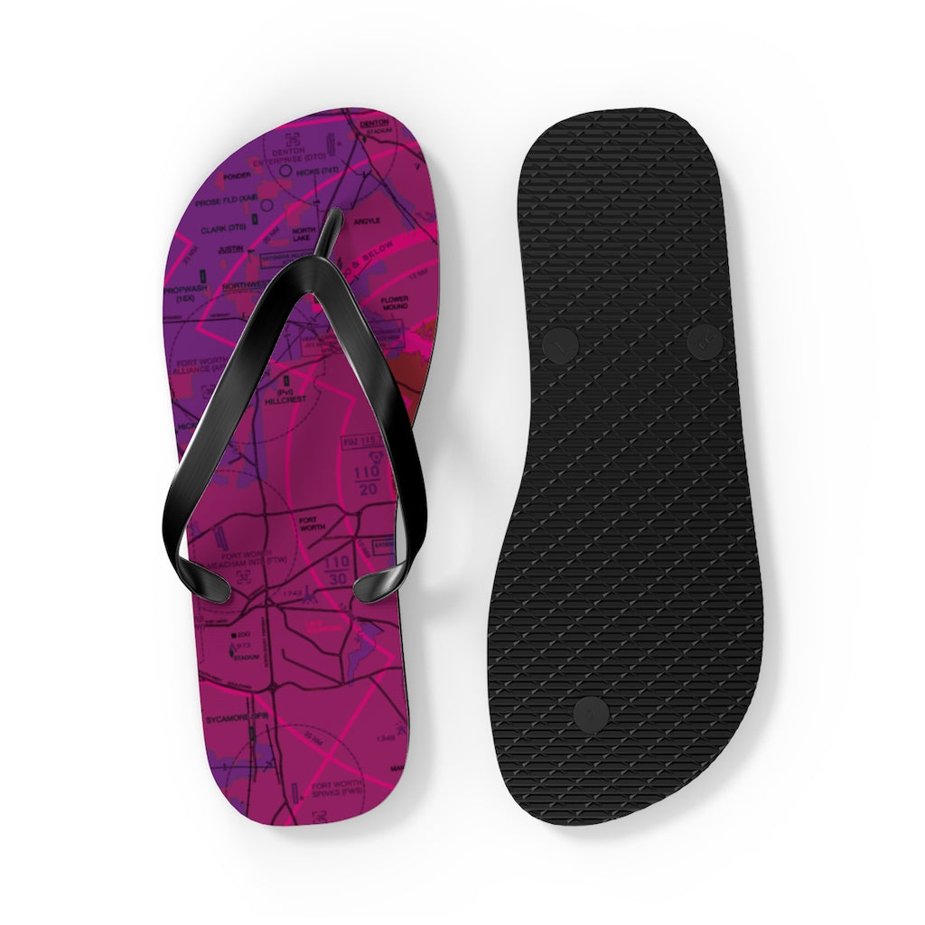 Aeronautical Chart Flip-Flops (DFW/purple)