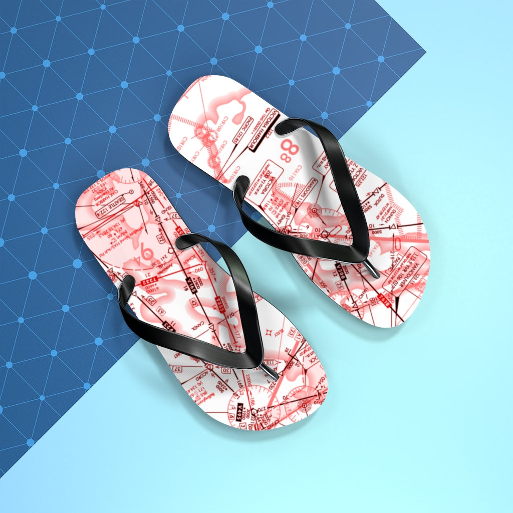 Aeronautical Chart Flip-Flops (red&white)