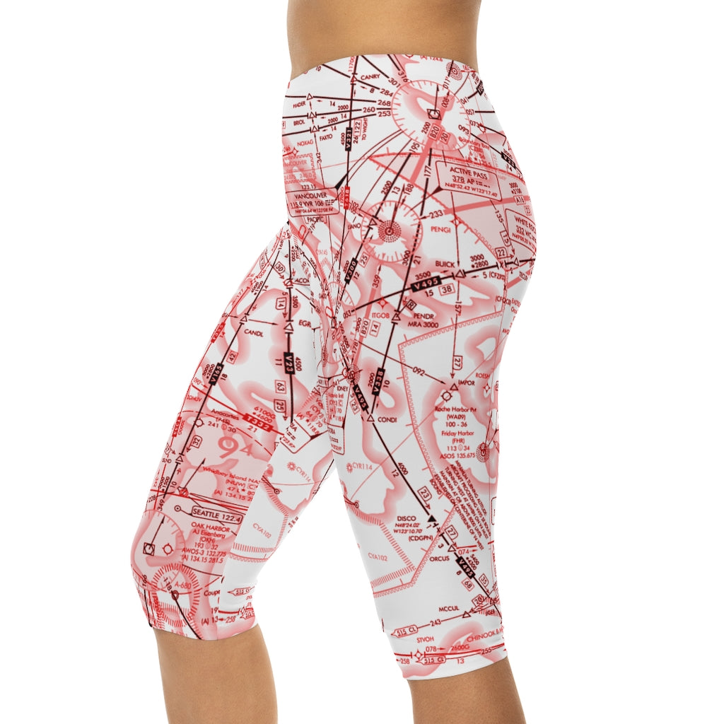 Enroute Low Altitude Chart capri leggings (red&white)