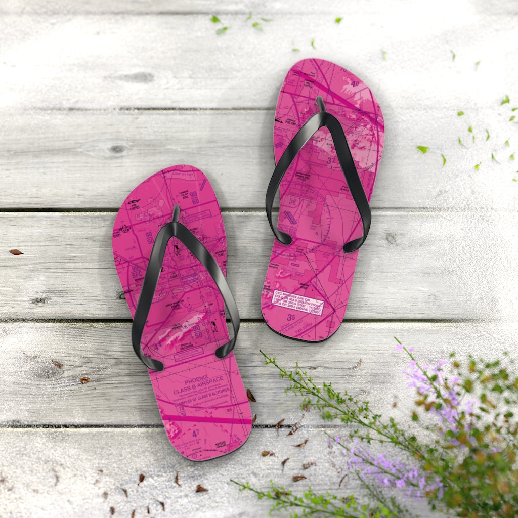 Aeronautical Chart Flip-Flops (PHX/pink)