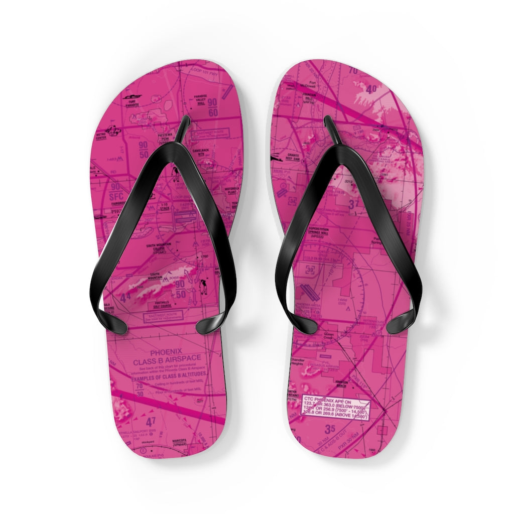 Aeronautical Chart Flip-Flops (PHX/pink)