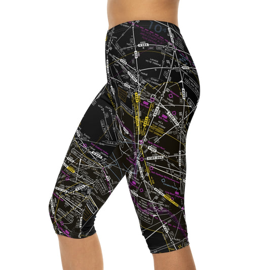 Enroute Low Altitude Chart capri leggings (invert)