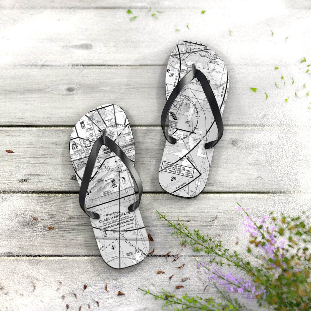 Aeronautical Chart Flip-Flops (PHX/b&w)