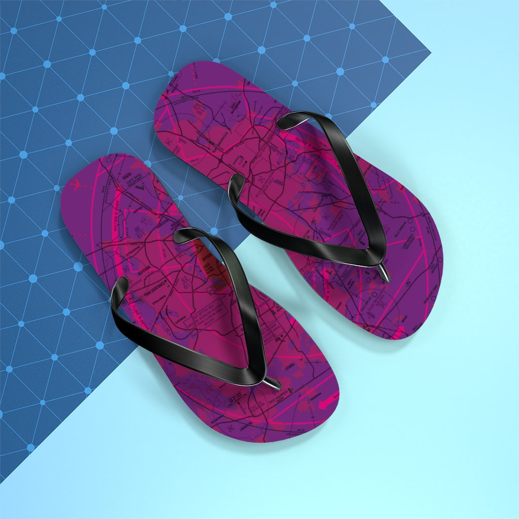 Aeronautical Chart Flip-Flops (DFW/purple)