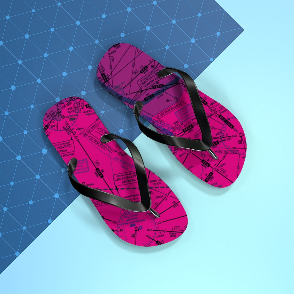 Aeronautical Chart Flip-Flops (ELUS3/pink)