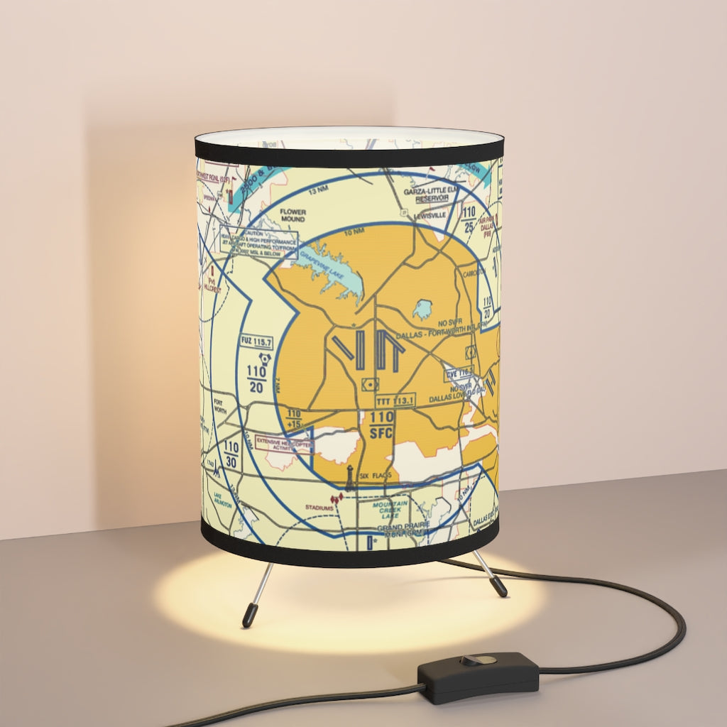 Dallas - Ft. Worth Flyway Chart - Tripod Lamp