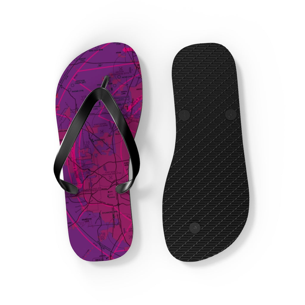 Aeronautical Chart Flip-Flops (DFW/purple)