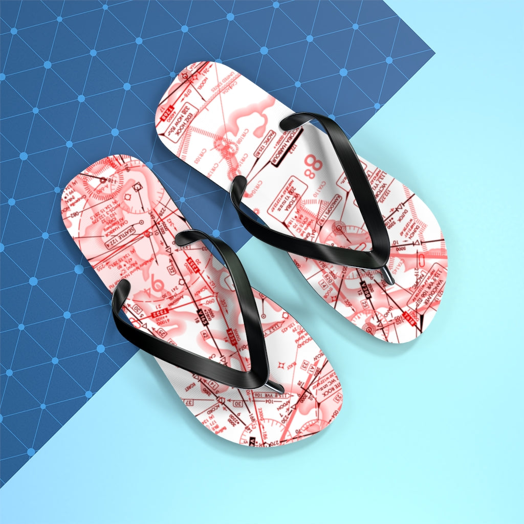 Aeronautical Chart Flip-Flops (red&white)