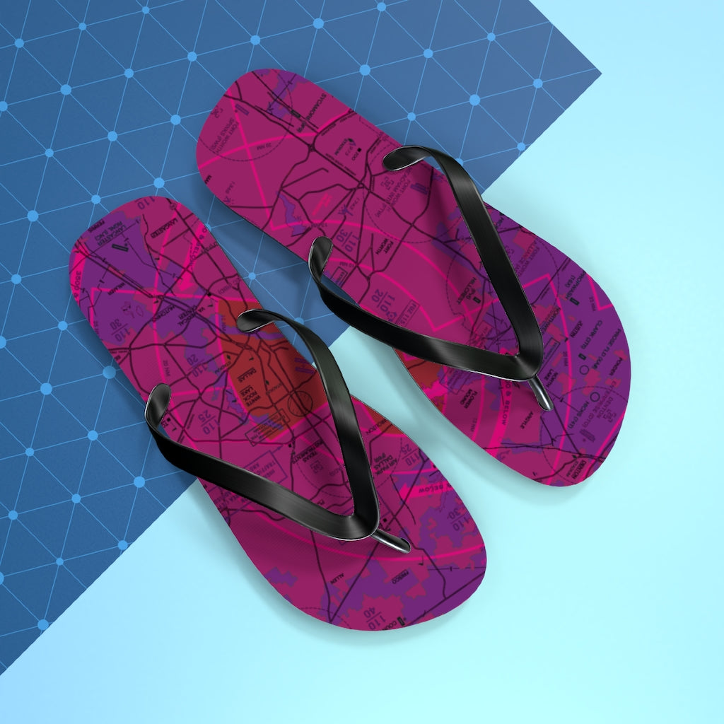 Aeronautical Chart Flip-Flops (DFW/purple)