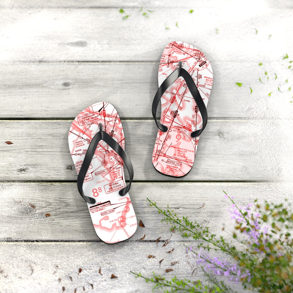 Aeronautical Chart Flip-Flops (red&white)