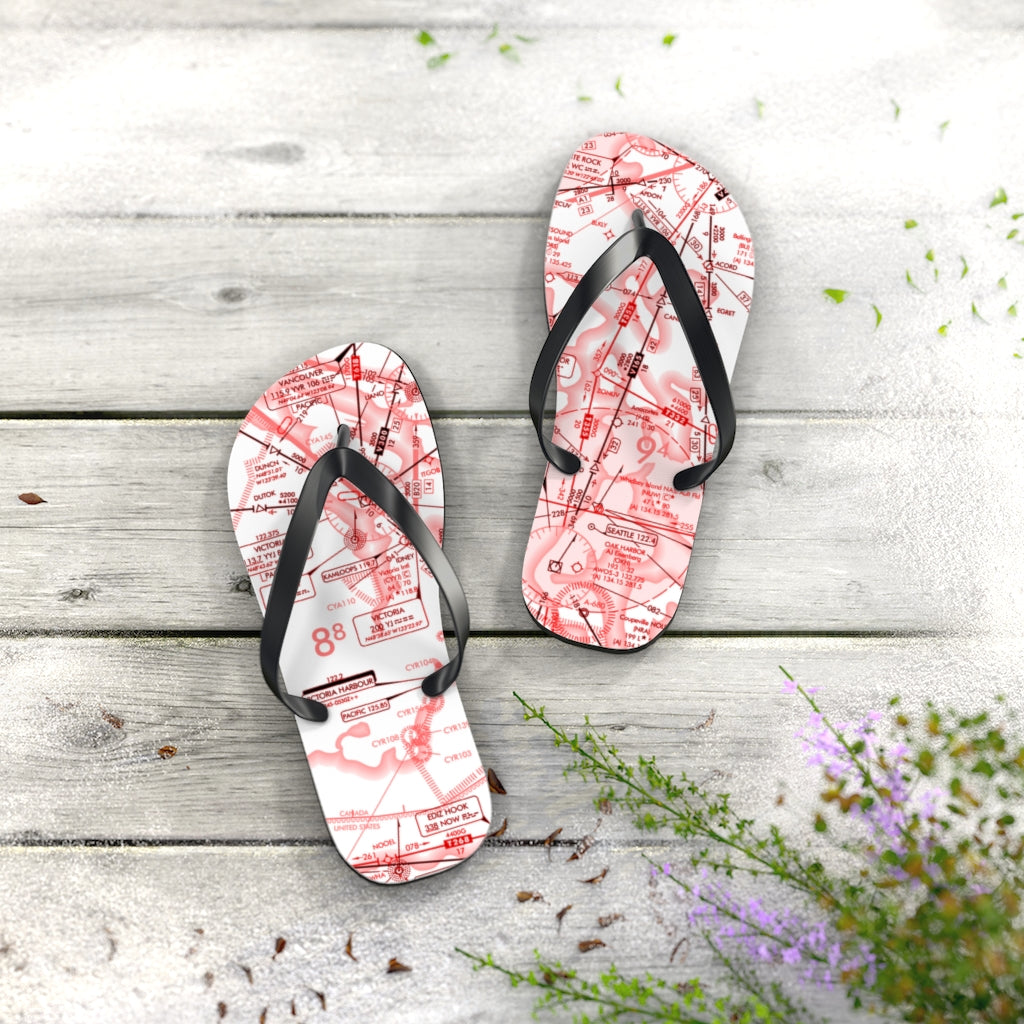 Aeronautical Chart Flip-Flops (red&white)