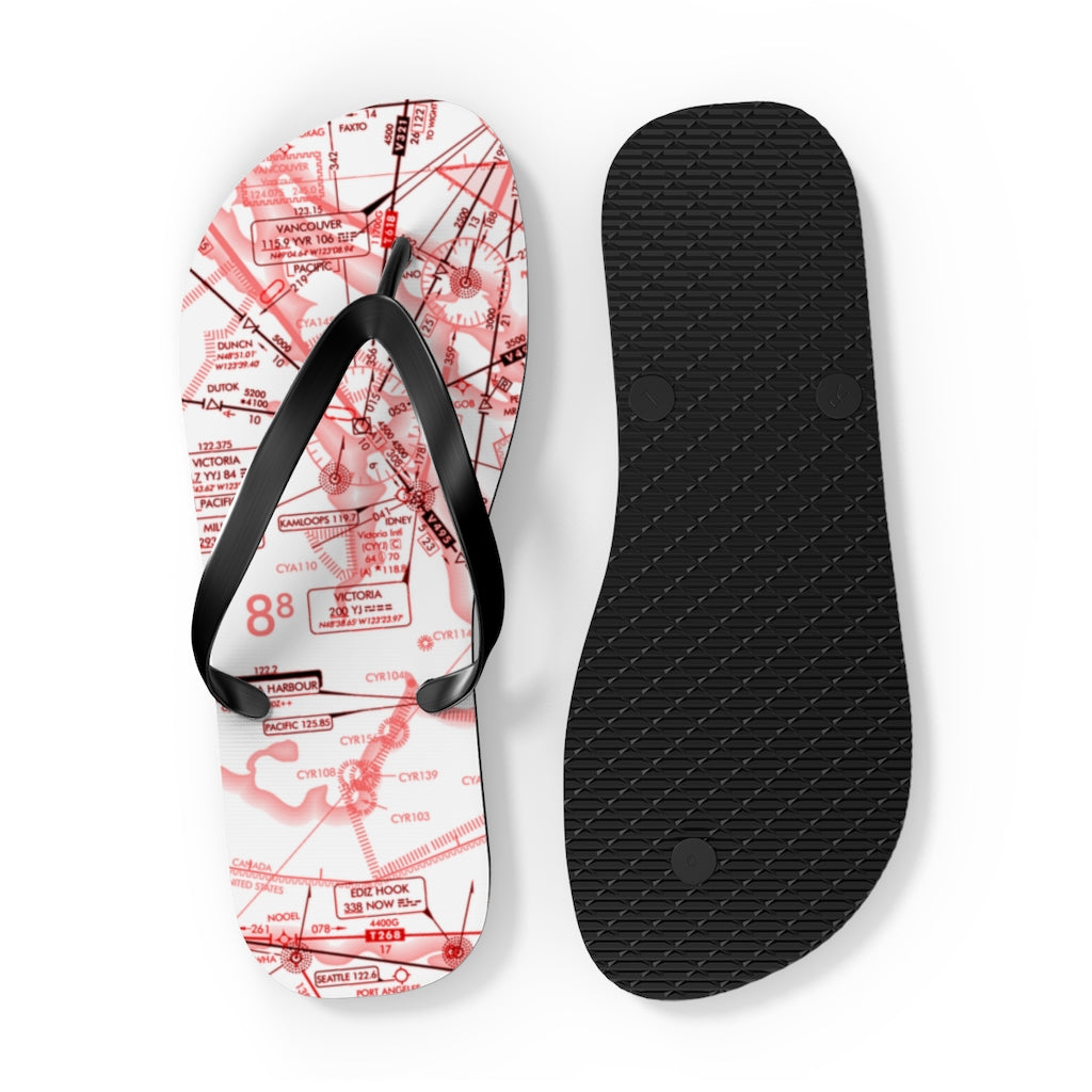 Aeronautical Chart Flip-Flops (red&white)
