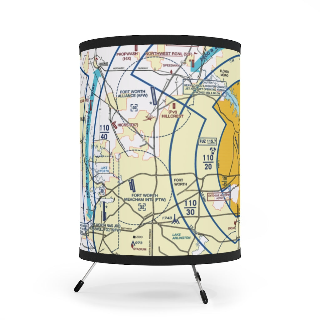 Dallas - Ft. Worth Flyway Chart - Tripod Lamp
