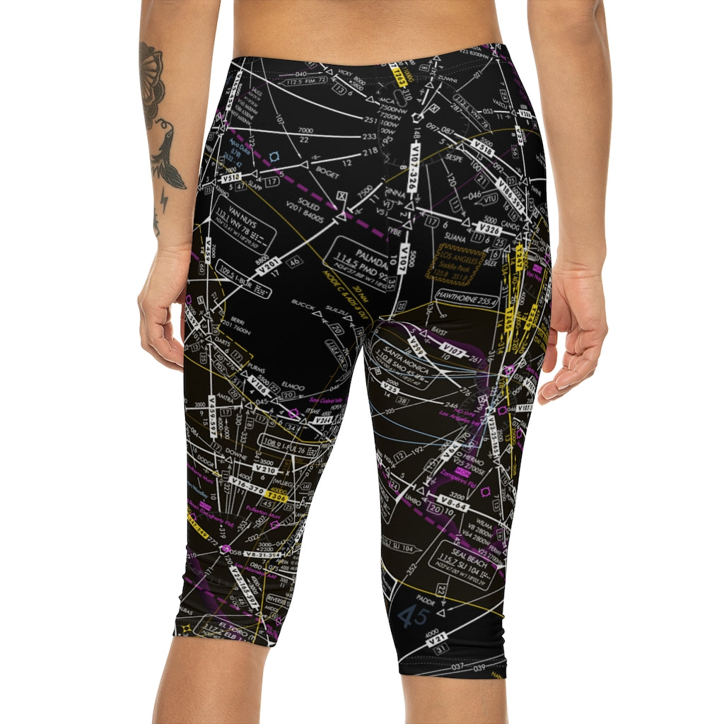 Enroute Low Altitude Chart capri leggings (invert)