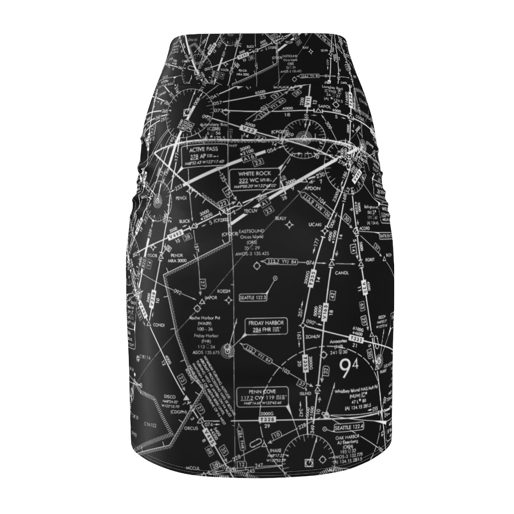 Enroute Low Altitude Chart - women's pencil skirt (black)
