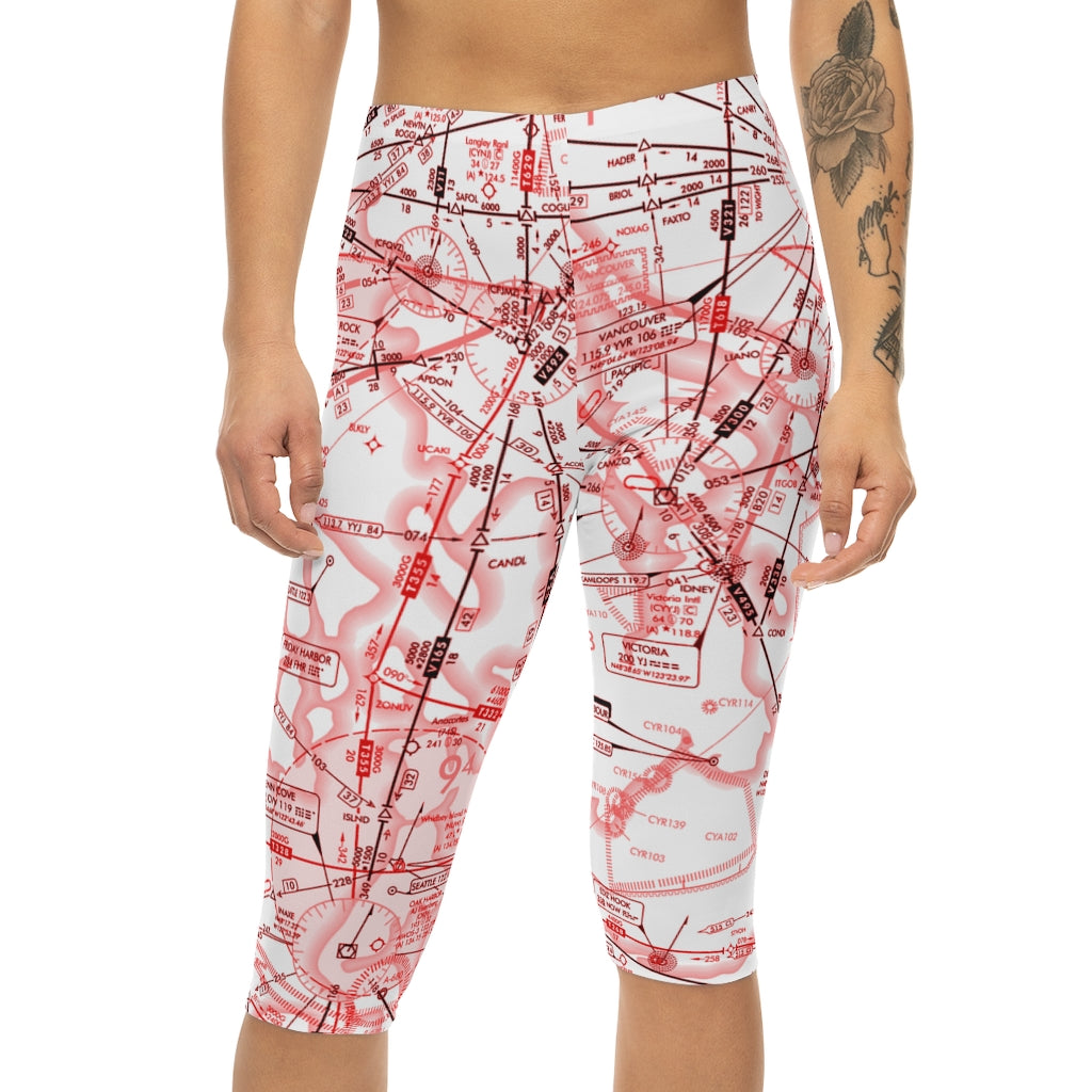 Enroute Low Altitude Chart capri leggings (red&white)