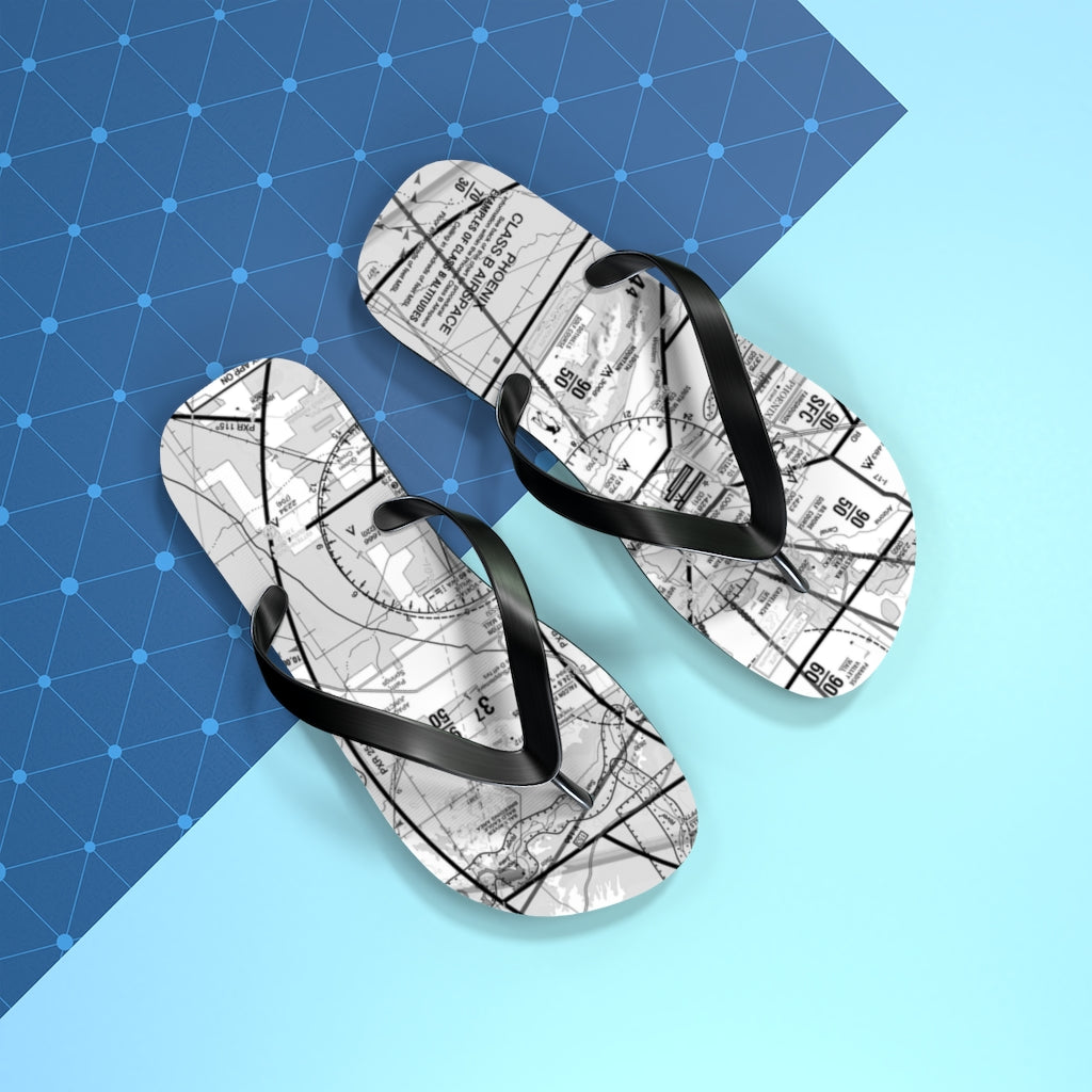 Aeronautical Chart Flip-Flops (PHX/b&w)