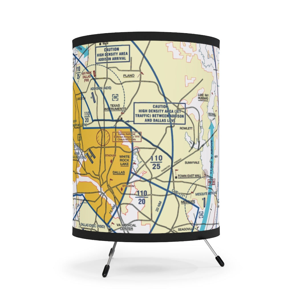 Dallas - Ft. Worth Flyway Chart - Tripod Lamp